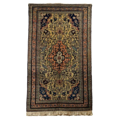 Antique Ardebil Carpet Cotton Wool Thin Knot Iran 114 x 68 In