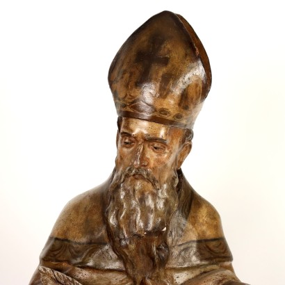 WOODEN SCULPTURE, Saint Augustine Bishop Sculpture Li