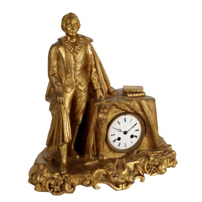 Antique Countertop Clock Gilded Wood France XIX Century