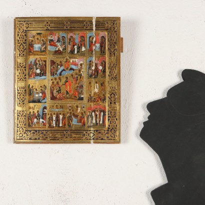 Venezianisch-kretische Ikone aus dem 19. Jahrhundert, biblische Szenen