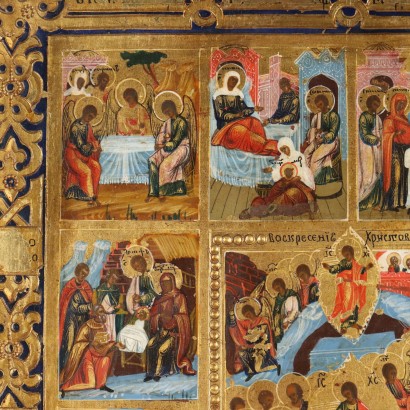 Venezianisch-kretische Ikone aus dem 19. Jahrhundert, biblische Szenen