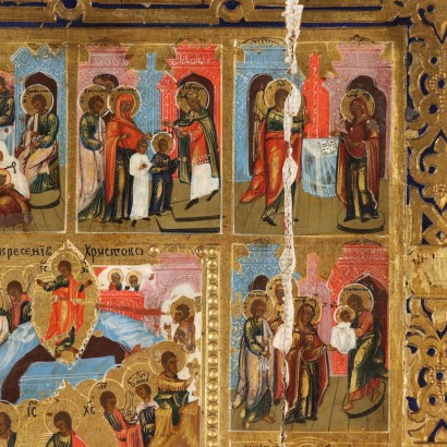 19th century Venetian-Cretan icon, Biblical scenes