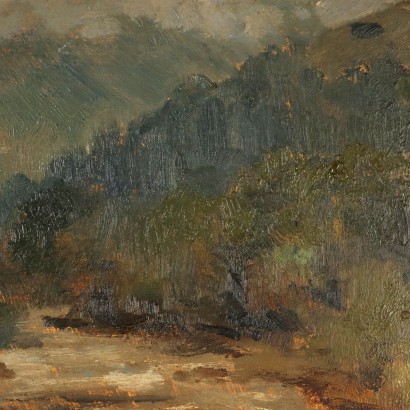 VITTORI PAINTING,Painting by Carlo Vittori,Mountain landscape with stream,Carlo Vittori,Carlo Vittori,Carlo Vittori