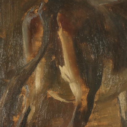 Painting by Carlo Vittori, Interior of stable with donkey, Carlo Vittori, Carlo Vittori, Carlo Vittori