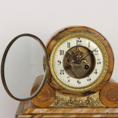 Triptych Clock in Yellow Marble and Br