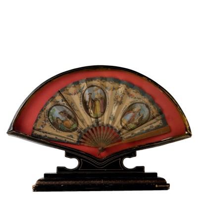 Antique Fan with Wooden Case Prints Italy XIX-XX Century