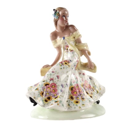Vintage Ceramic Sculpture of a Girl Italy 1950s Signed T. Galli