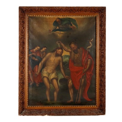 Antikes Gemälde Heiliges Subjekt Öl auf Leinwand des XVII Jhs