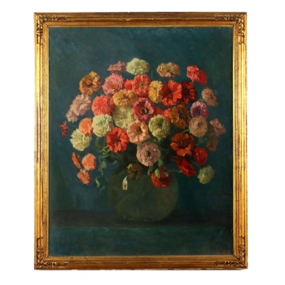 Modern Painting A. Bossi Carozzi Flower Composition XX Century