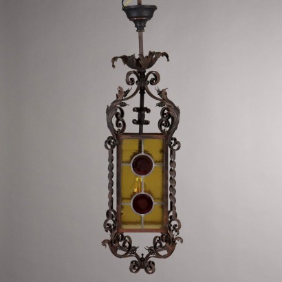 Lanterne Art Nouveau Ancienne en Fer Forgé Italie XIXe-XXe Siècle
