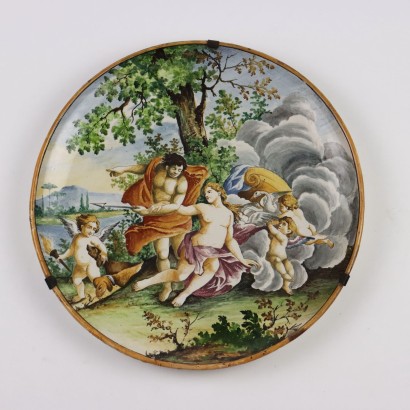 Antique Parade Plate Mythological Subject Majolica Italy XIX Century