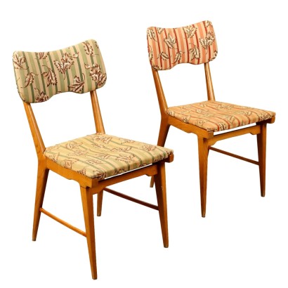 Paar Vintage Stühle aus Esche Stoff Italien der 50er Jahre