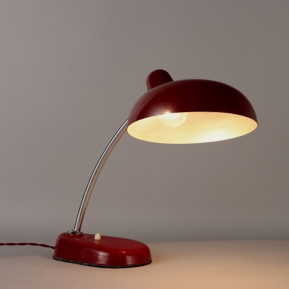 Lampe de Table Vintage Aluminium Métal Chromé Italie Années 1950