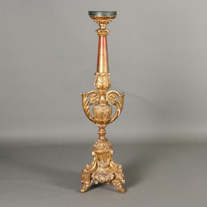 Eclectic Carved and Gilded Torch Holder