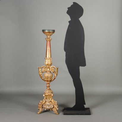 Eclectic Carved and Gilded Torch Holder