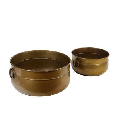 Two Large Brass Cachepots