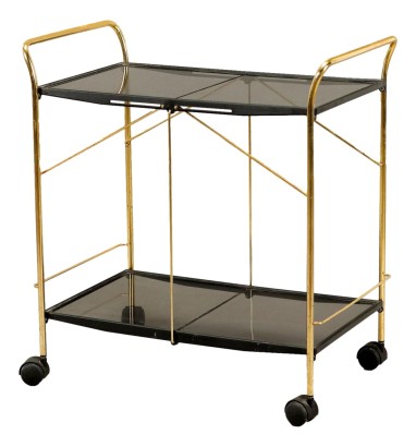 Vintage 1980s Foldable Serving Cart Metal Italy