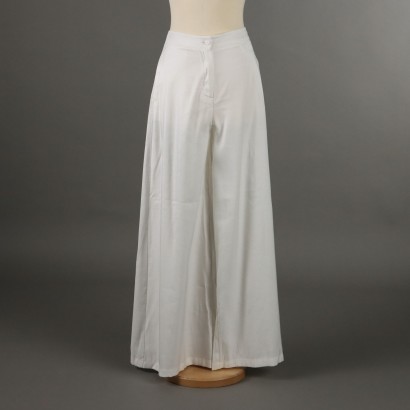 Solo Tre White Trousers Second Hand Viscose UK Size 12