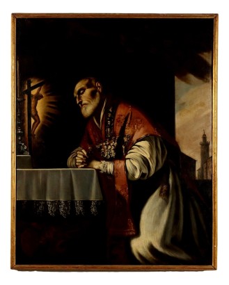 Antique Painting with Religious Subject Oil on Canvas XVIII-XIX Centur