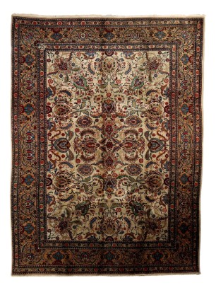 Antique Tabriz Carpet Cotton Wool Heavy Knot Iran 134 x 100 In