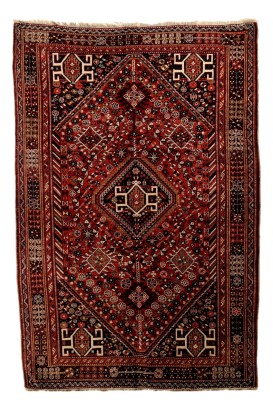 Antique Kaskay Carpet Wool Thin Knot Iran 97 x 62 In