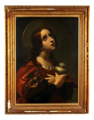 Antique Painting Copy from Carlo Dolci Huile sur Toile XVIIIe Siècle