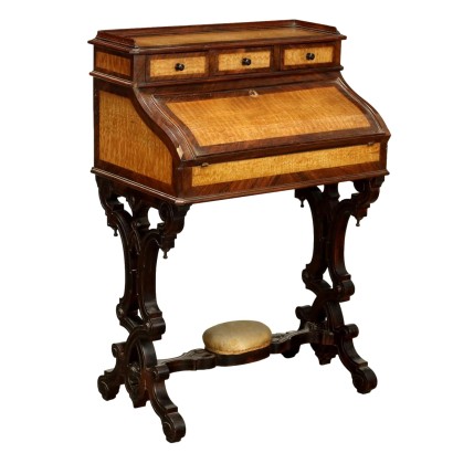 Small Antique Desk Napoleon III Various Essences France XIX Century