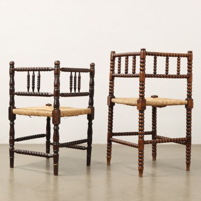 Pair of Different Corner Chairs