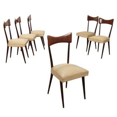 Vintage Stühle aus Buchenholz Kunstleder der 50er-60er Jahre