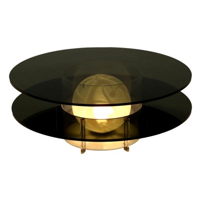 Table Basse Vintage avec Lampe en Plexiglas Verre Années 70
