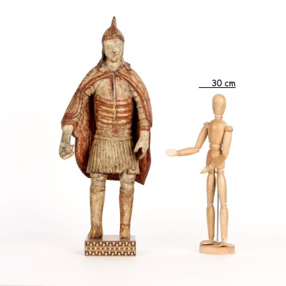 Sculpture en bois de soldat romain
