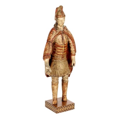 Antique Wooden Sculpture Roman Soldier Europe XVIII Century