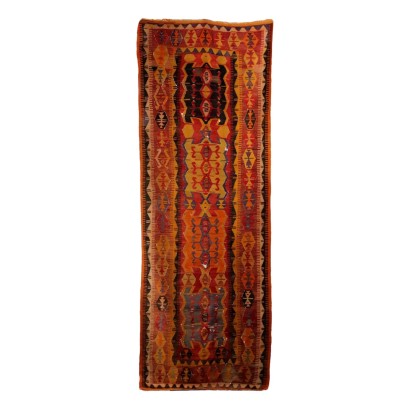 Tapis Kilim Ancien en Laine Noeud Fin Turquie 360 x 132 cm