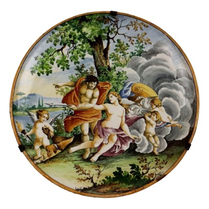 Antique Parade Plate Mythological Subject Majolica Italy XIX Century
