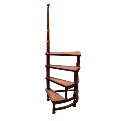 Antique Library Ladder Maple United Kingdom XX Century