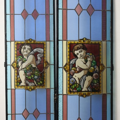 Pair of Liberty stained glass windows