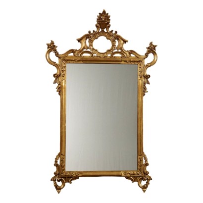 Antiker Spiegel aus Vergoldetem Holz Italien XX Jhd