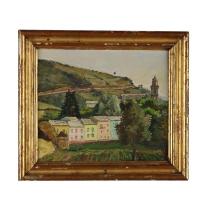 Modern Painting Signed A. Salietti Italian Landscape 1959