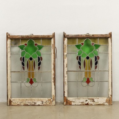 Pair of Liberty Stained Glass Windows