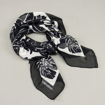 Valentino Vintage Black and White Scarf Italy