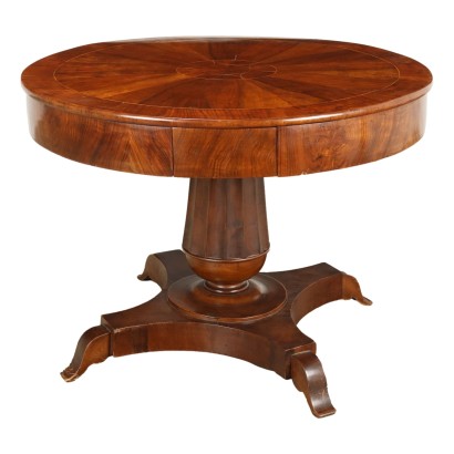 Antique Table Charles X Walnut Fir Italy XIX Century
