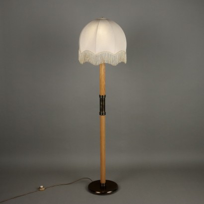 Vintage Floor Lamp Wood Brass Italy 1960s