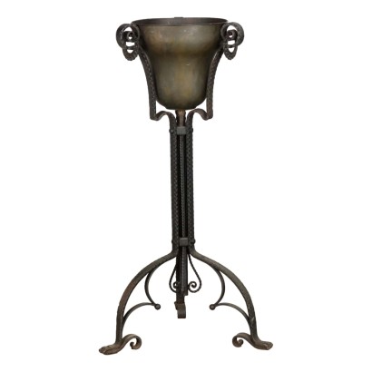 Antique Vase Holder Wrought Iron Copper Europe XIX Century