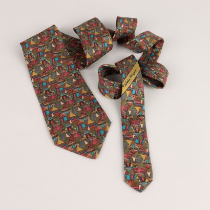 Ferragamo Vintage Tie Silk Drawings Italy