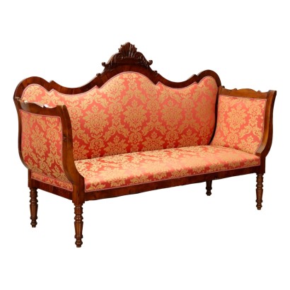 Antikes Sofa Louis Philippe Walnuss Dekorationen des XIX Jhs