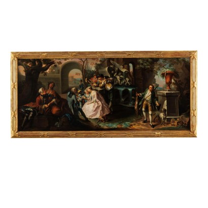 Antique Painting Gallant Scene French School XVIII Century