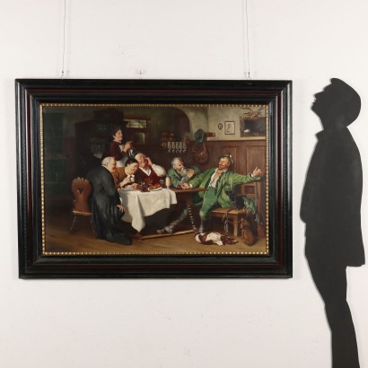 Peinture d'Eduard Huber-Andorf,Scène dans la taverne,Eduard Huber-Andorf,Eduard Huber-Andorf,Eduard Huber-Andorf