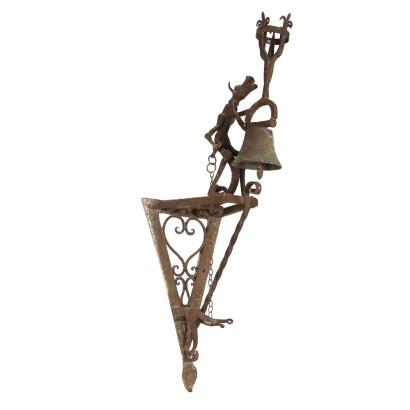 Wrought Iron Wall Torch Holder with Bell