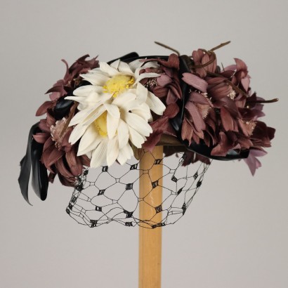 Gallia e Peter Vintage Hut aus Stoff mit Gänseblümchen 50er Jahre