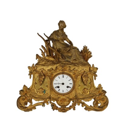 Antikes Kaminuhr aus Vergoldetem Bronze Frankreich des XIX Jhs